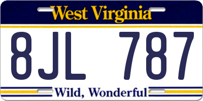 WV license plate 8JL787
