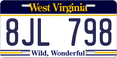 WV license plate 8JL798