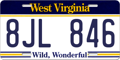 WV license plate 8JL846
