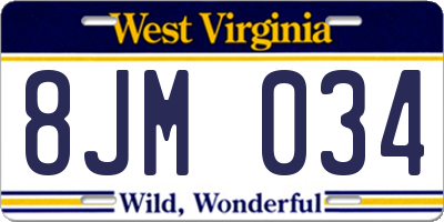 WV license plate 8JM034