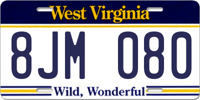 WV license plate 8JM080
