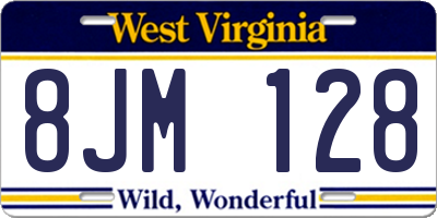 WV license plate 8JM128