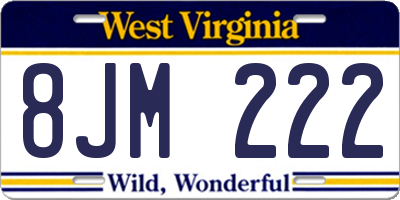 WV license plate 8JM222