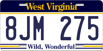 WV license plate 8JM275
