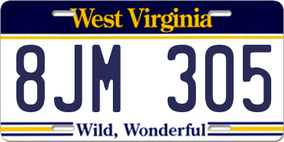 WV license plate 8JM305