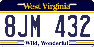 WV license plate 8JM432