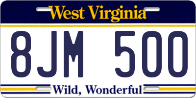 WV license plate 8JM500