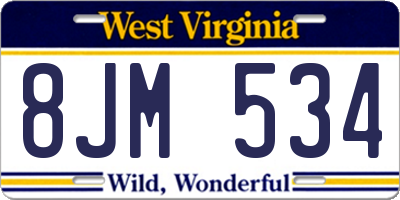 WV license plate 8JM534