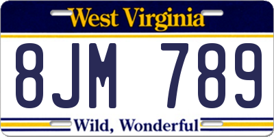 WV license plate 8JM789
