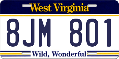 WV license plate 8JM801