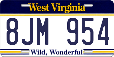 WV license plate 8JM954