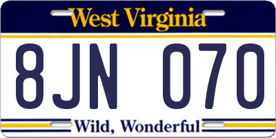WV license plate 8JN070