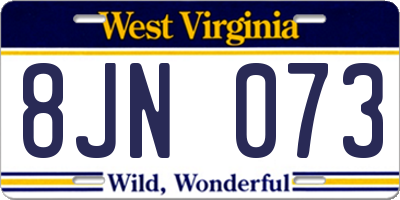 WV license plate 8JN073
