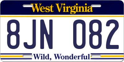WV license plate 8JN082