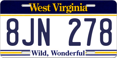 WV license plate 8JN278
