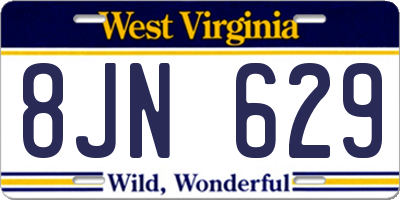 WV license plate 8JN629