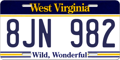 WV license plate 8JN982