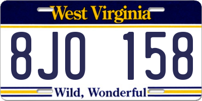 WV license plate 8JO158