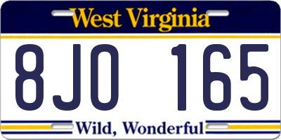 WV license plate 8JO165