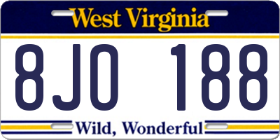 WV license plate 8JO188