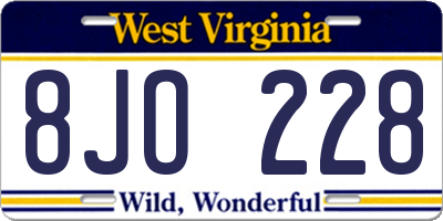 WV license plate 8JO228