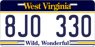 WV license plate 8JO330