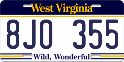 WV license plate 8JO355