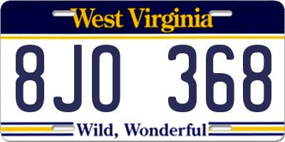 WV license plate 8JO368