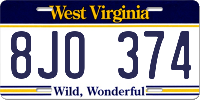 WV license plate 8JO374