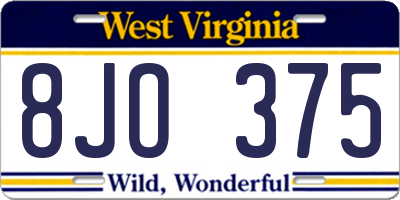 WV license plate 8JO375