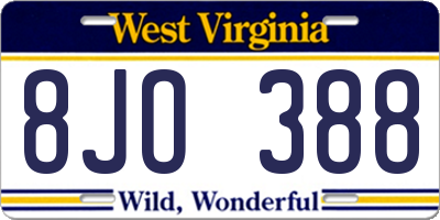 WV license plate 8JO388