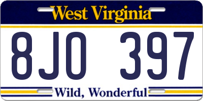 WV license plate 8JO397