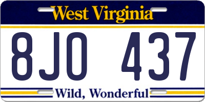 WV license plate 8JO437