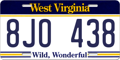WV license plate 8JO438