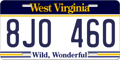 WV license plate 8JO460