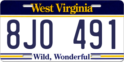 WV license plate 8JO491