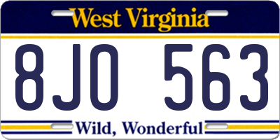 WV license plate 8JO563