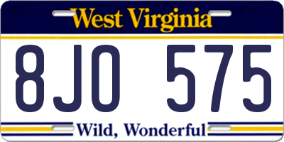 WV license plate 8JO575