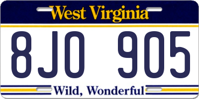 WV license plate 8JO905