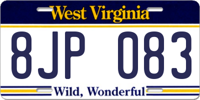 WV license plate 8JP083
