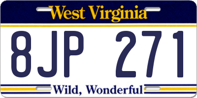WV license plate 8JP271
