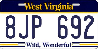 WV license plate 8JP692