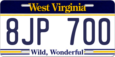 WV license plate 8JP700