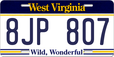 WV license plate 8JP807