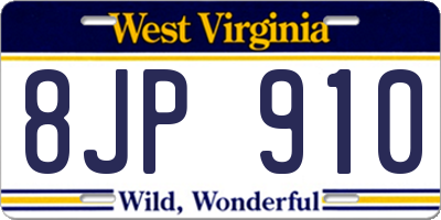 WV license plate 8JP910