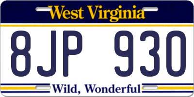 WV license plate 8JP930