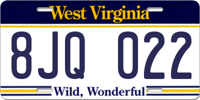WV license plate 8JQ022