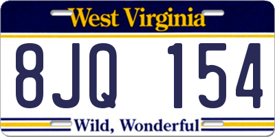 WV license plate 8JQ154