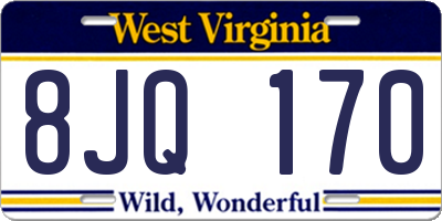 WV license plate 8JQ170
