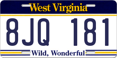 WV license plate 8JQ181